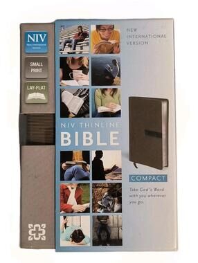 NIV Thinline Bible Compact Portable Small Print Italian Duo Tone Taupe Graphite